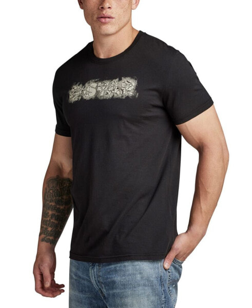 Men's Short Sleeve Crewneck Distressed Logo T-Shirt