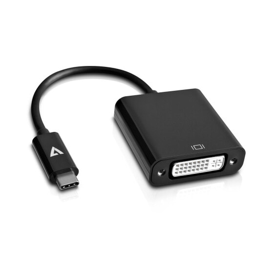 V7 USB-C male to DVI-D female Adapter Black - CE - FCC - Black - Polybag - 50 g - 160 mm - 240 mm