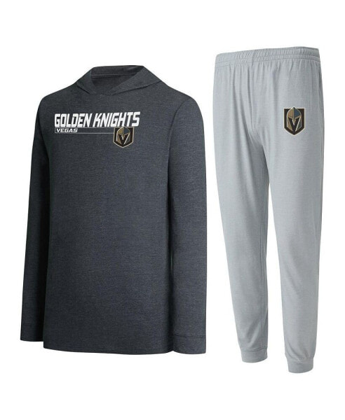 Брюки Concepts Sport мужские серые и черные Vegas Golden Knights Meter с капюшоном и брюками