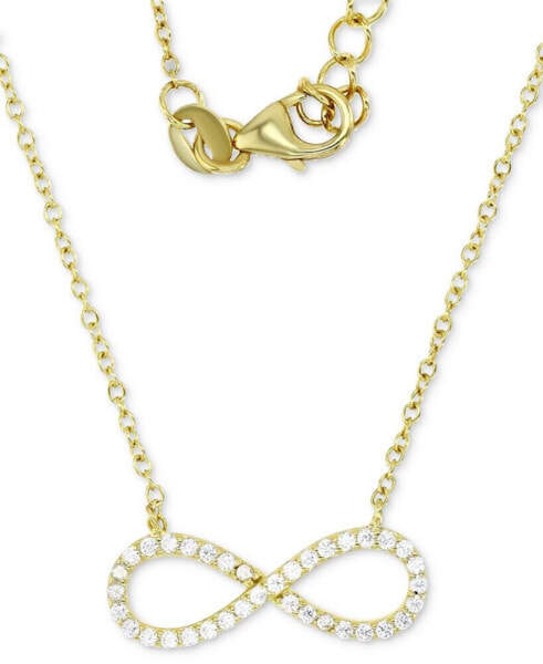 Cubic Zirconia Infinity Pendant Necklace in 14k Gold-Plated Sterling Silver, 16" + 2" extender