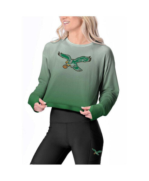 Women's Kelly Green Philadelphia Eagles Gridiron Classics Shift Hi Low Ombre Long Sleeve T-shirt