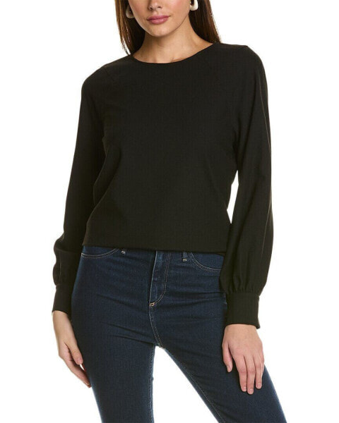 Donna Karan Textured Crepe Top Women's Black M