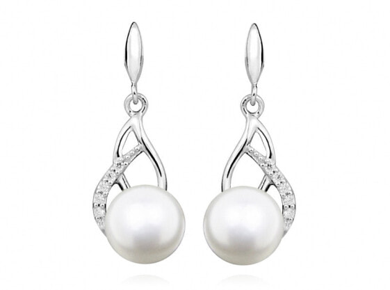 Gentle earrings with pearl and zircons SC405
