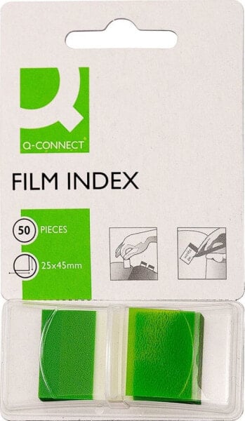 Закладки индексирующие Q-CONNECT, PP, 25,4x43,7мм, 50 шт., зеленые