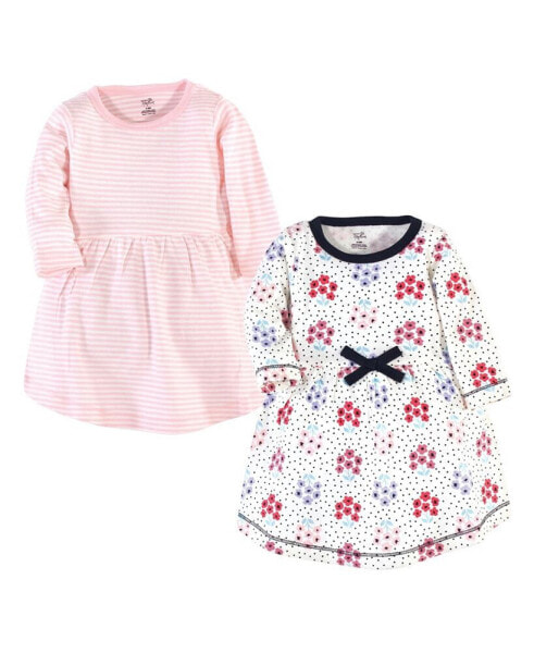 Toddler Boys Cotton Long-Sleeve Dresses 2pk, Floral Dot