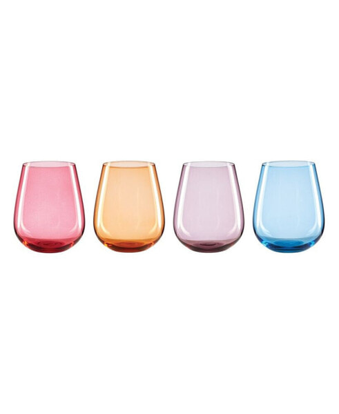 True Colors Stemless Wine Glasses, Set of 4