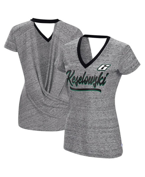 Women's Heather Black Brad Keselowski Halftime Back Wrap T-shirt