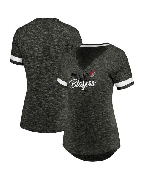 Women's Gray and White Portland Trail Blazers Showtime Winning with Pride Notch Neck T-shirt