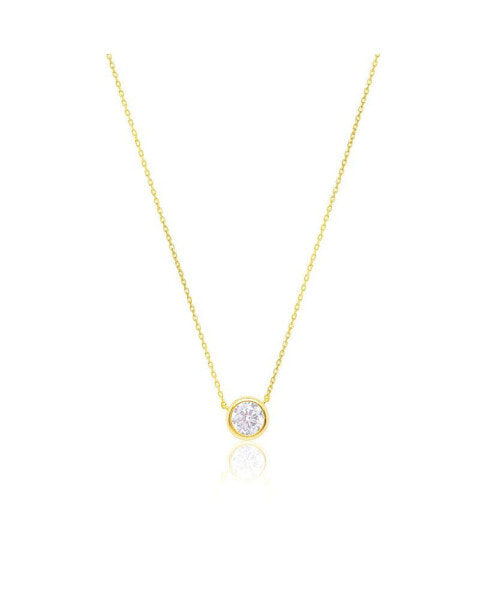 Yellow Gold Tone Bezel Set Round CZ Necklace