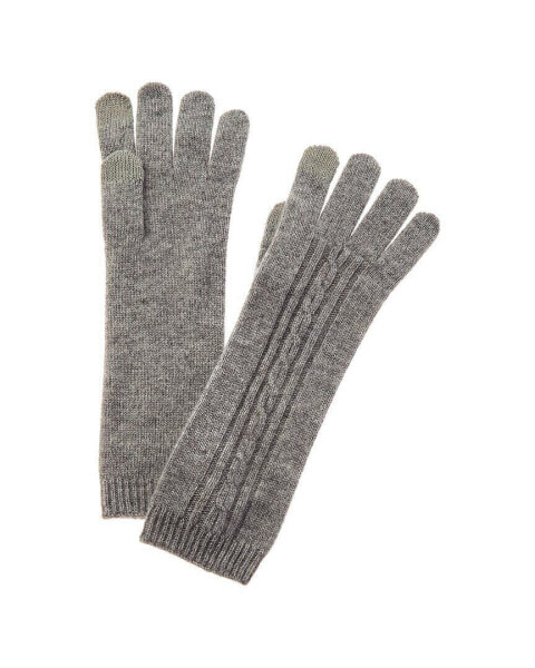 Phenix Oval Cable Stitch Long Cashmere Gloves Women's Grey
