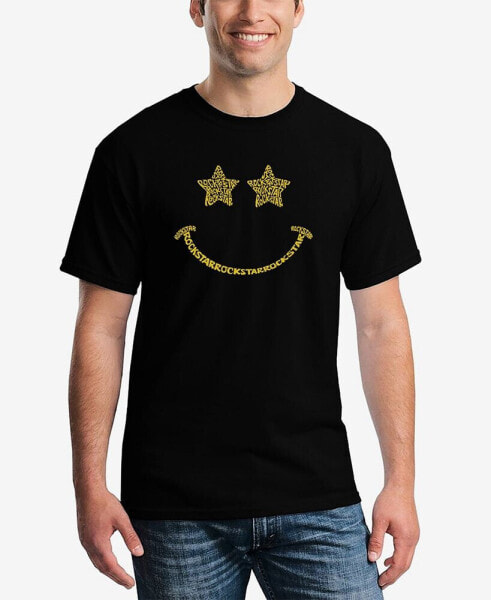 Men's Word Art Rockstar Smiley Short Sleeve T-shirt