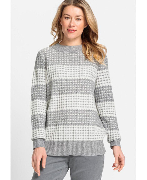 Women's Long Sleeve Grid Stitch Sweater