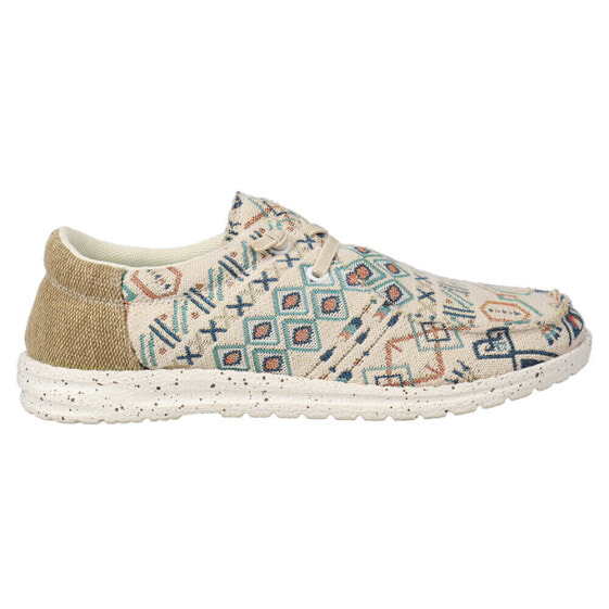 Roper Hang Loose Southwest Slip On Womens Beige, Blue, Off White Flats Casual