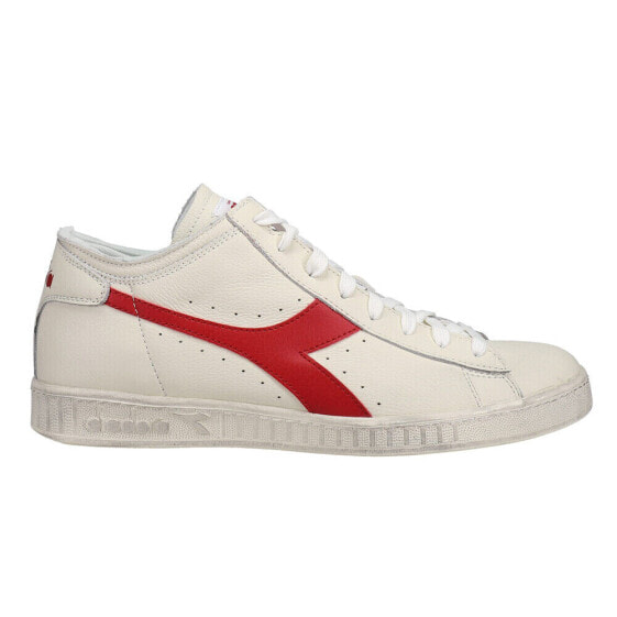 Diadora Game L Waxed Row Cut Lace Up Mens Off White, Red Sneakers Casual Shoes