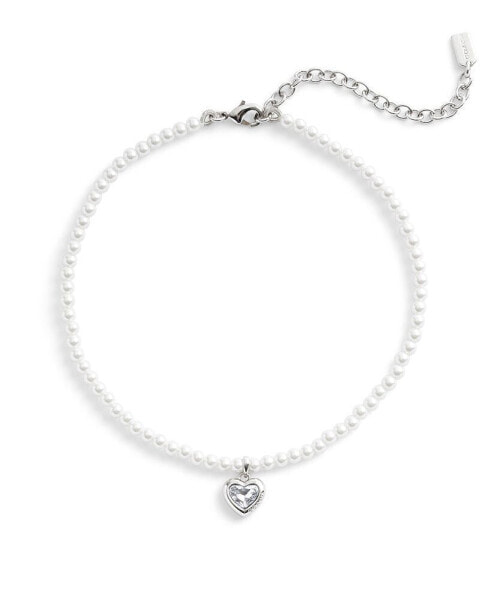 COACH faux Stone Heart imitation pearl Choker Necklace