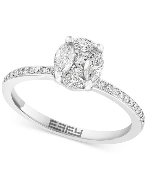 EFFY® Diamond Oval Shaped Cluster Engagement Ring (3/8 ct. t.w.) in 14k Gold