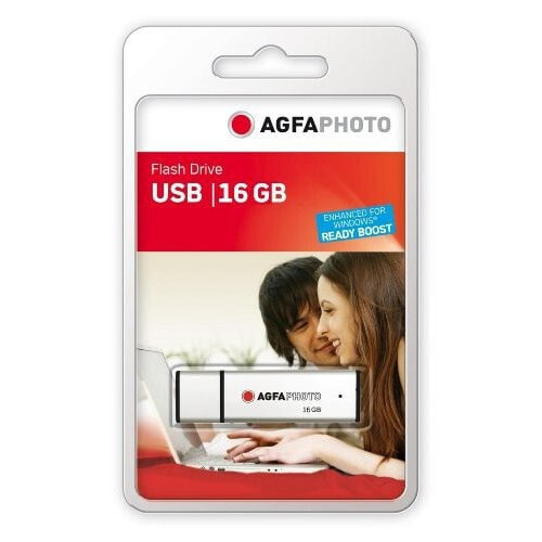 AgfaPhoto USB Flash Drive 2.0 - 16GB - 16 GB - USB Type-A - 2.0 - Cap - Silver