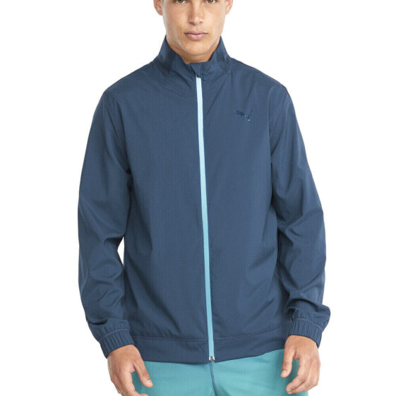 Куртка для тренировок с полной молнией PUMA Fade Мужская синяя повседневная атлетическая верхняя одежда