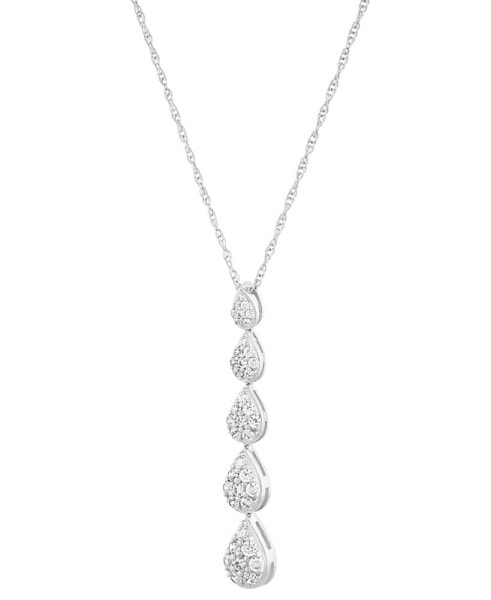 Lab Grown Diamond Graduated Pear Cluster Pendant Necklace (1/2 ct. t.w.) in Sterling Silver, 16" + 2" extender