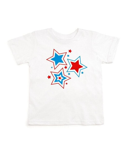 Little and Big Girls Patriotic Star Short Sleeve T-Shirt