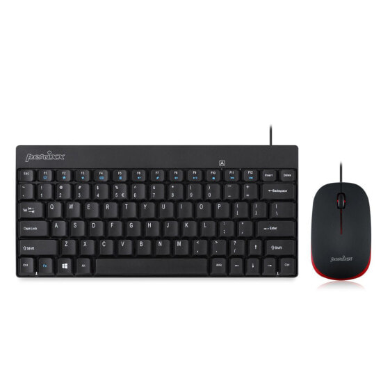 Perixx PERIDUO-212 - Wired - USB - Membrane - QWERTZ - Black,Red - Mouse included