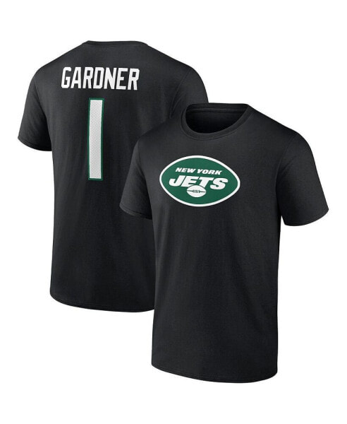 Men's Sauce Gardner Black New York Jets Player Icon Name and Number T-shirt