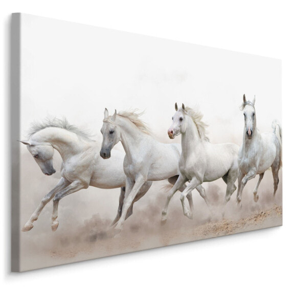 Leinwandbild Gallop Pferde Tiere Sand 3D