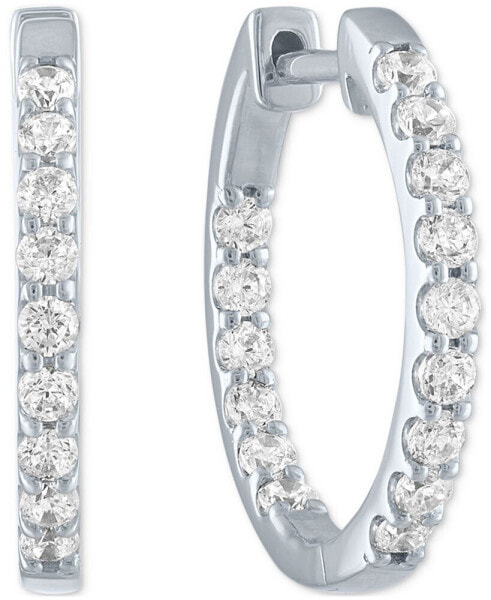 Lab Grown Diamond In & Out Small Hoop Earrings (3/4 ct. t.w.) in Sterling Silver