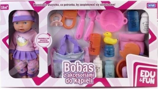 Artyk Bobas z akcesoriami do kąpieli w czapeczce 28cm Edu&Fun