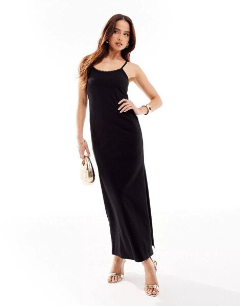 Threadbare maxi lace insert dress in black