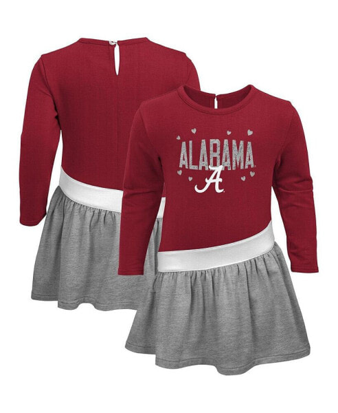 Girls Infant Crimson, Heathered Gray Alabama Crimson Tide Heart to Heart French Terry Dress