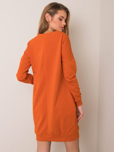 Sukienka-RV-SK-5849.27P-ciemny pomarańczowy