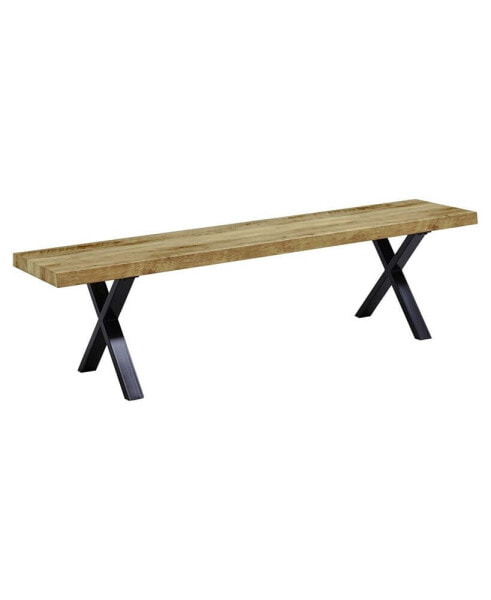 Chidimma Rustic Grain Rectangular Dining Bench, 71"