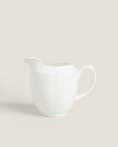 Bone china milk jug with rim