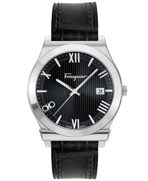 Часы Salvatore Ferragamo Gancini Black Leather 41mm