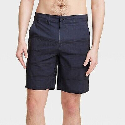 Men's 9" Striped Hybrid Swim Shorts - Goodfellow & Co Black 34