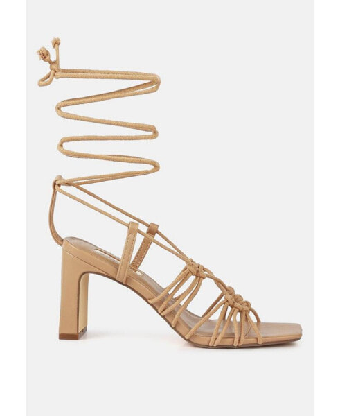 strings attach lace up italian block heel sandals