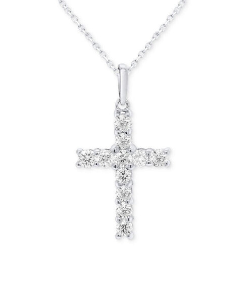 Lab-Created Diamond Cross 18" Pendant Necklace (1/2 ct. t.w.) in Sterling Silver or 14K Gold-Plated Sterling Silver