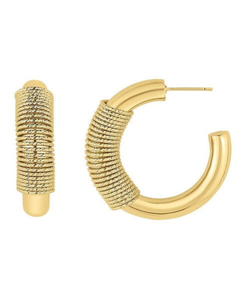 Fine Silver-Plated or 18K Gold-Plated Coil Puff C Hoop Earring