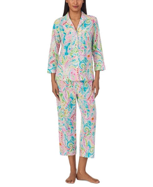 Пижама Ralph Lauren для женщин с 3/4 рукавом и укороченными брюками