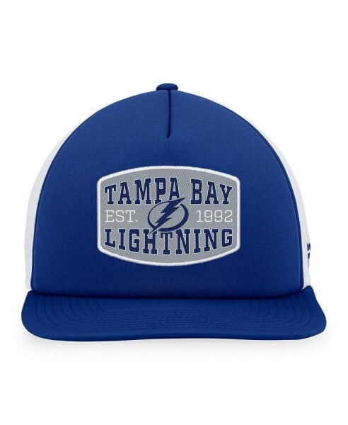 Men's Blue, White Tampa Bay Lightning Foam Front Patch Trucker Snapback Hat