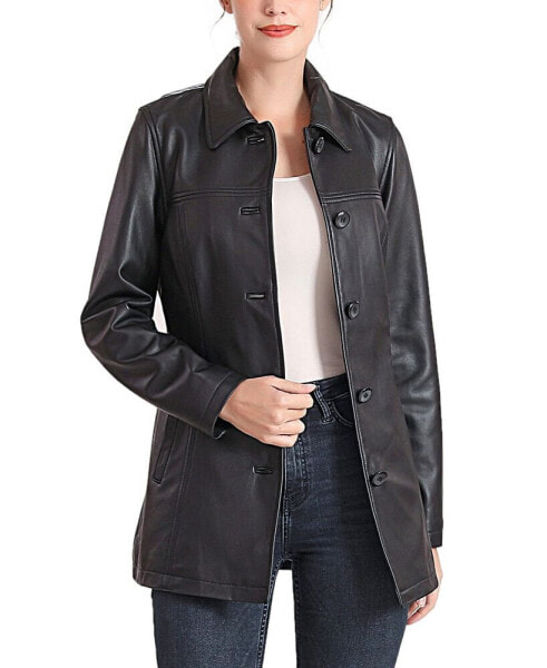 Petite Evie Leather Car Coat