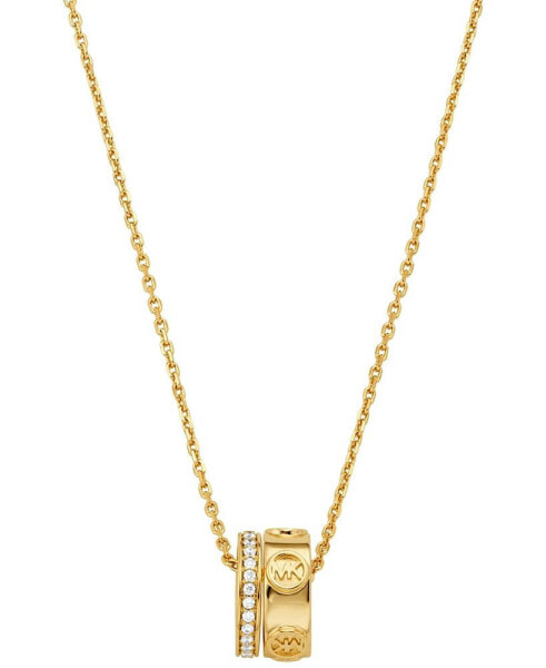 Gold-Tone or Silver-Tone Logo Ring Pendant Necklace