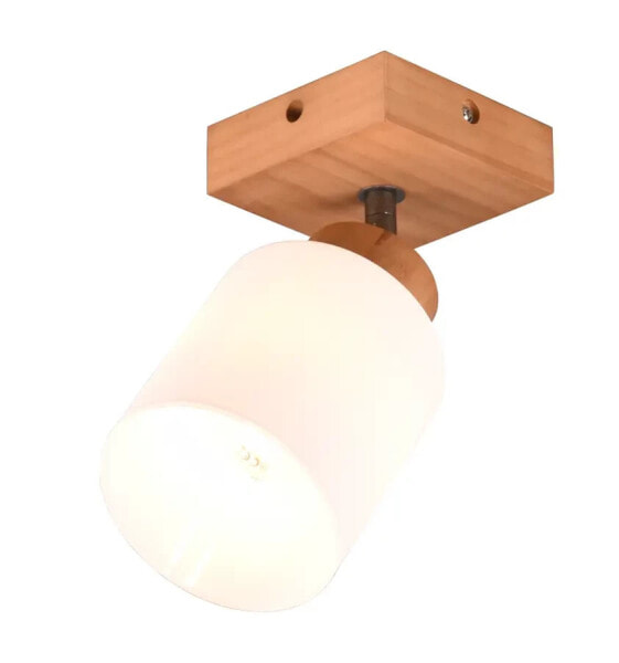 Светильник настенный MeineWunschleuchte LED с деревянным корпусом, стеклянный белый