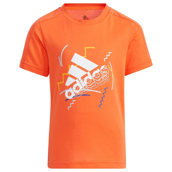 Мужская спортивная футболка оранжевая с логотипом ADIDAS LB Cotton Short Sleeve T-Shirt