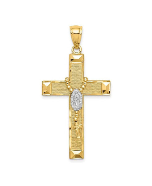 14K Yellow Gold Cross Rosary Pendant for Women