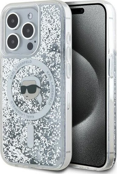 Karl Lagerfeld Karl Lagerfeld KLHMP15XLGKISGH iPhone 15 Pro Max 6.7" hardcase transparent Liquid Glitter Karl Head Magsafe