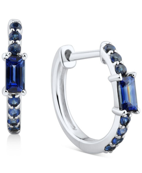 Sapphire Extra Small Hoop Earrings (1/2 ct. t.w.) in 14k White Gold, 0.43"
