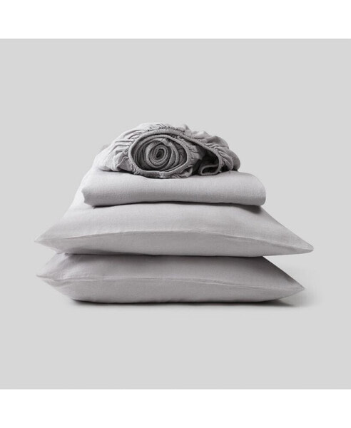 100% Organic Linen 4-Piece Sheet Set- Stonewashed Finish