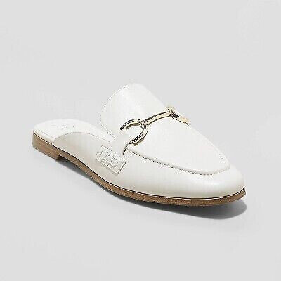 Women's Sandy Mule Flats - A New Day Off-White 7.5